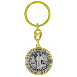 Saint Benedict Key Chain with Gold/Chrome Finish (Gold Finish)…