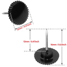 Tupalizy 60PCS Push Pins Decorative Thumb Tacks for Cork Bulletin Board Flat Plastic Head Steel Point Gear Marking Pins for Wall Hanging Picture Poster Paper Home Office School Use (Black)