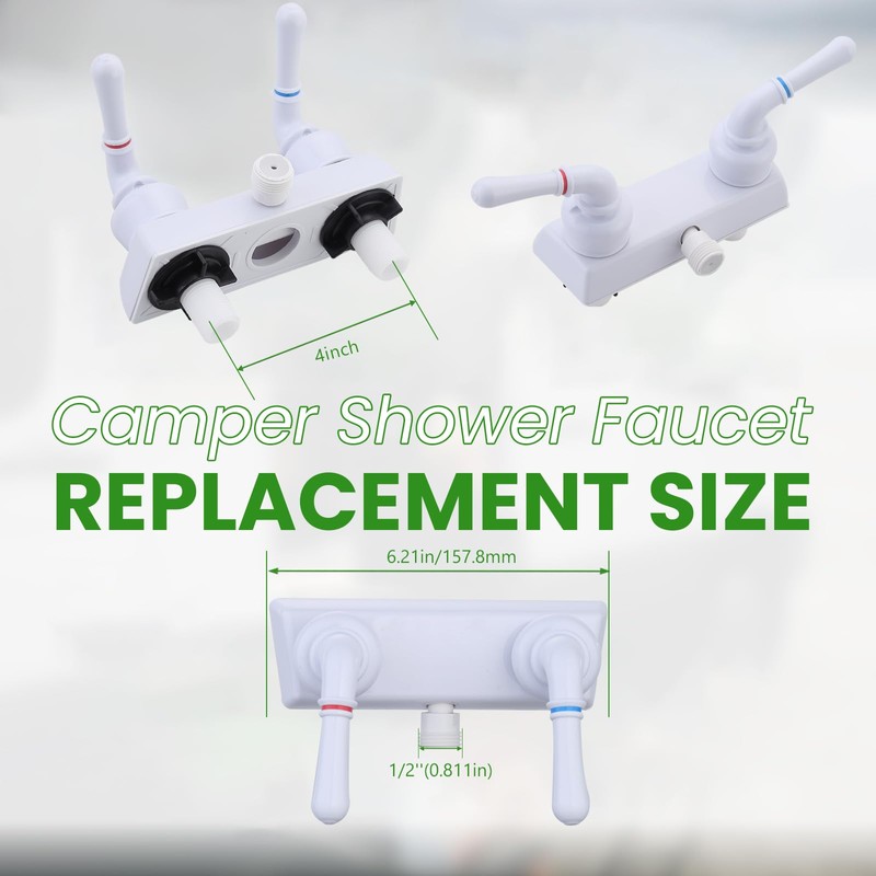 RV Shower Faucet, Camper Shower Faucet Diverter with Classical Handles,