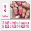 Cute Pink Press on Nails Short Square Fake Nails Acrylic