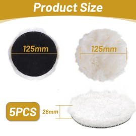 Svitzoot 5 x Polishing Pads, Wool Cover, Wool Pad, 125 mm Lambswool Cover, Polishing Pads, Lambskin Pad, Polishing Hood Lambswool Polishing Fur for Car Polishing Machine