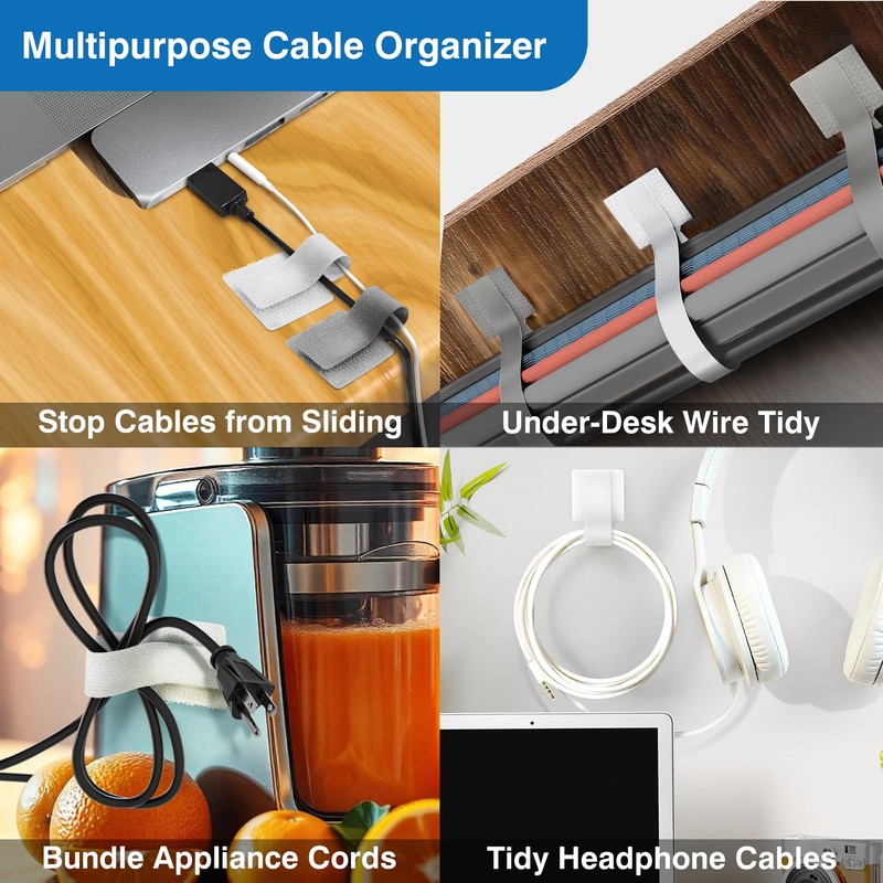 Cable Management Kit with 40 Self-Adhesive Hook and Loop Ties