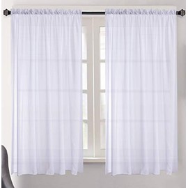 Megachest cotton look voile sheer slot top curtain a pair (cotton-look snow white, 56" wideX36 drop)