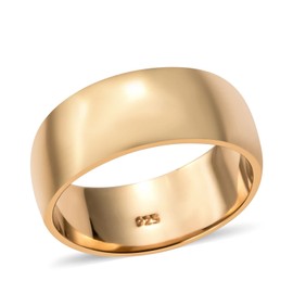 TJC Band Ring for Women in 14ct Gold Plated 925 Sterling Silver Size O with High Gloss Metal Wt. 4.36 Grams