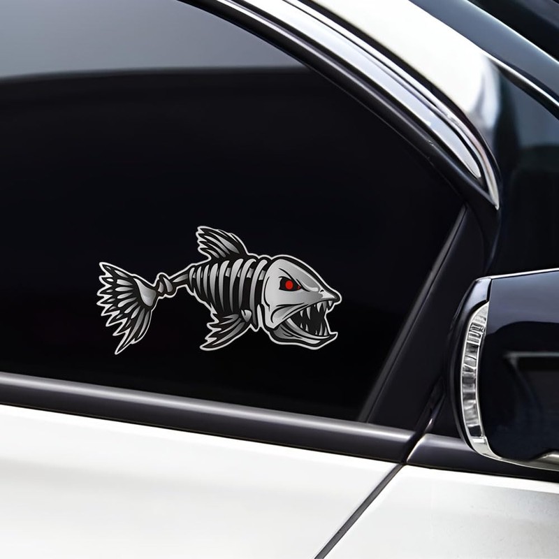 Fish Skeleton Car Stickers, Waterproof Vinyl Decals for Bumper and
