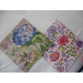 2 DECOUPAGE COCKTAIL NAPKINS: 1 Hydrenga Flower +1 all-over Floral Crafting NEW