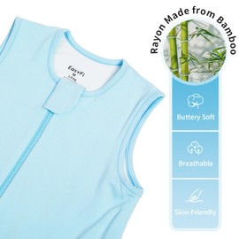 EasyFi Rayon Made From Bamboo Sleep Sack 12-24 Months 1.0 Tog Ultra Soft Toddler Sleep Sack 1t-2t with Feet 2-Way Zipper Unisex Baby Sleeping Bag with Legs Baby Wearable Blanket All-year-around-Blue