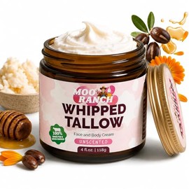 Sarga de ternera batida para la piel – Hecho en Estados Unidos – Sin perfume, 4 onzas – 100% alimentado con pasto y bálsamo hidratante de sarga acabado con aceite de jojoba, miel de manuka y caléndula – Para cara, labios, manos y cuerpo – Piel seca
