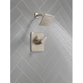 Delta Velum 14 Series Shower Faucet Set, Brushed Nickel Shower Head and Handle Set, Valve Trim Kit, Stainless T14237-SS (Valve Not Included)
