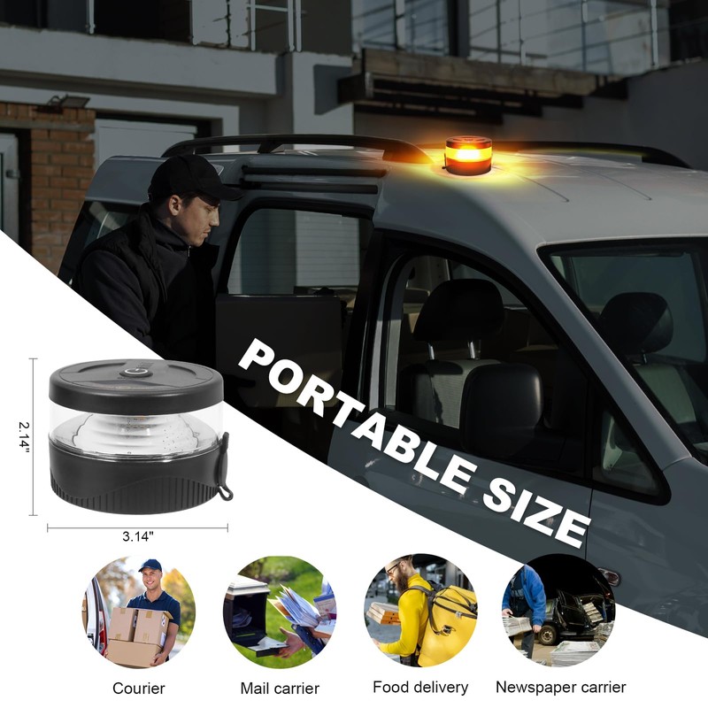 Magnetic Wireless Beacon Light, USB-C Rechargeable LED Strobe Lights for