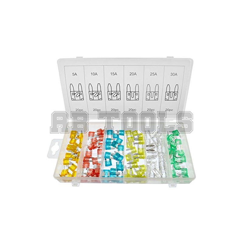 Toolzone Small Car Blade Fuses In Box, 120 Pieces