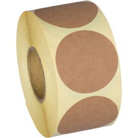 Camp Galaxy 2 Inch Natural Brown Kraft Stickers (600 Per Roll) - Round Blank Stickers for Store Owners, Crafts, Organizing, Jar and Canning Labels, Price Tags