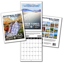 National Park Posters - 2025 National Park Posters Calendar - 9" x 12.5" (opens to 25") featuring 12 Original Designs by Robert B. Decker