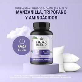 LIFE 360+ Mezcla de Magnesio, Triptófano, Teanina y Manzanilla | 180 Cápsulas con 1180 Miligramos por Porción | Relajación y Sueño Natural Moon Blend.