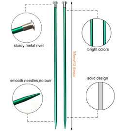 Mdoker 13.8 Inch Aluminum Knitting Needles Colored Straight Single Pointed Metal Sweater Knitting Needle for DIY Knitting Projects,Size US 9(5.5mm)