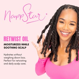 NappStar Retwist Oil, Peppermint Rose Scented Smell Good Loc Oil, Aromatic Hair Care for Dreadlocks with Moisturizing Base, 4 Fl Oz