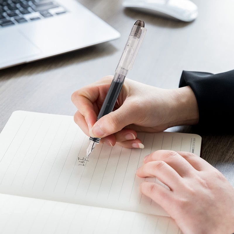 TIESOME Disposable Fountain Pens, Black Ink Smooth Writing Pens Quick-Drying