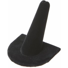 Plymor Black Velvet Ring Finger Display, Single on U-Shaped Base, 2" W x 2" D x 2" H