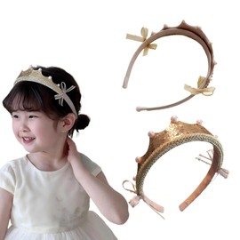 [YNOBUN] Cute Princess Birthday Crown Headband Sparkly Kids Party Photography Accessories (gl-gold)