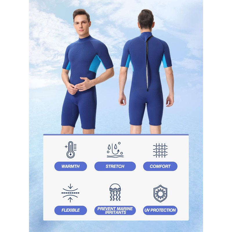 FLEXEL Shorty Wetsuit for Men and Women, 2mm 3mm Neoprene