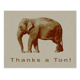 Small World Greetings Thanks A Ton Elephant Thank You Cards 24 Count - Blank Inside with Envelopes - A2 Size (5.5”x4.25”)
