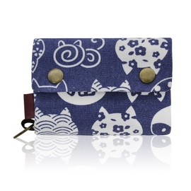 WisePoint Women's Purse, Canvas Women's Purse Small Purse for Women, Triple Women Wallets with Key Ring, Women's Purse for Credit Card, Coin, cat, Minimalist