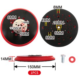 Sanding Disc 150mm Sanding Plate Sanding Plate Multihole Compatible with Bosch RSM6045 GEX 34-150 GEX 40-150 Electric Grinding Machine Red with Screws and Gasket