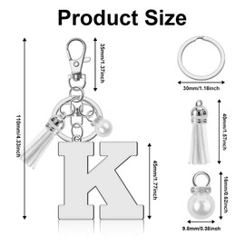 Ximalun Initial Letter Keyring for Women Alphabet Keyring Initial Letter A-Z Keyring Letter Tassel Charm Keyring Initial Letter Keyring for Purse Handbag Christmas Birthday Gift