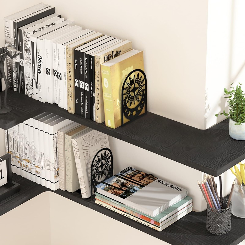Book Ends, Set of 2 Metal Bookends for Shelves, Decorative