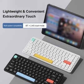 iBlancod Dual-mode Wireless Keyboard 2.4G+BT5.0 K84 Keyboard Low Axis Keyboard 26Keys No-Conflict Trendy Low Round Cap Design High Capacity Battery Support Mac OS/Windows System