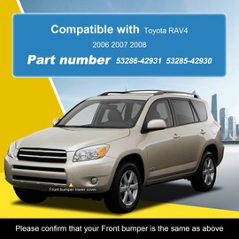 Goholy Car Front Bumper Tow Hook Cover Compatible with Toyota RAV4 2006 2007 2008 Trailer Cover Cap 53286-42931 53285-42930 Trailer Cover Towing Eye Cap Silver