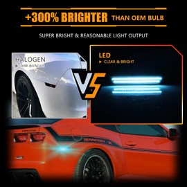 OFFKAT Front & Rear Fender LED Side Marker Lights for Chevy Camaro 2010-2015, 5th Gen Camaro Smoked Lens Side Bumper Marker Lamps, [Ultra-Bright] Ice Blue LED Side Markers Turn Signal Lights, 4 PCS