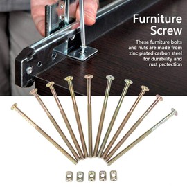 Thincol Furniture Bolts, 10Pcs Carbon Steel M6 Hexagonal Socket Bolts + 6Mm Barrel Nuts Connector Fastener Kit for Furniture Cots Beds Chairs Crib