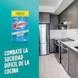 Windex Brillo Fcilmente Vinagre, Limpiador Lquido para Superficies de Vidrios, Brillo Espetacular y Gentil 500 ml                                     