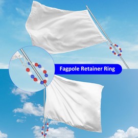 M METERXITY 2 Pack Flagpole Retainer Ring -15 Beads 0.71" Flag Pole Beaded Retainer Ring,Keep Flag Close to Pole with Stainless Steel Cable,Apply to Indoor Outdoor Flagpole(Red+White+Blue)