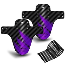 NICEDACK Bike Fender, MTB Mud Guard Front and Rear Compatible, Downhill Mountain Bike Mudguard Fits 20" 26" 27.5" 29 inch and Fat Bike (Black Purple, Small Carbon fiber embossing)