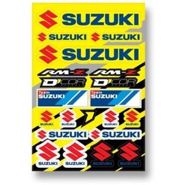 D'cor Visuals Suzuki Decal Sheet – 12 Mil Thick Vinyl, Compatible with Suzuki – Durable MX Sticker Kit for Dirt Bikes, Trailers, and Gear – 19”x12”