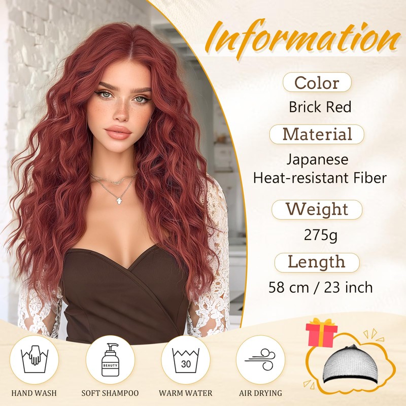 RUWISS Long Wavy Wigs for Women, 23 Inch Lace Front