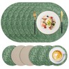 Placemats Set of 6, Faux Leather Round Table Mats, Heat-Resistant