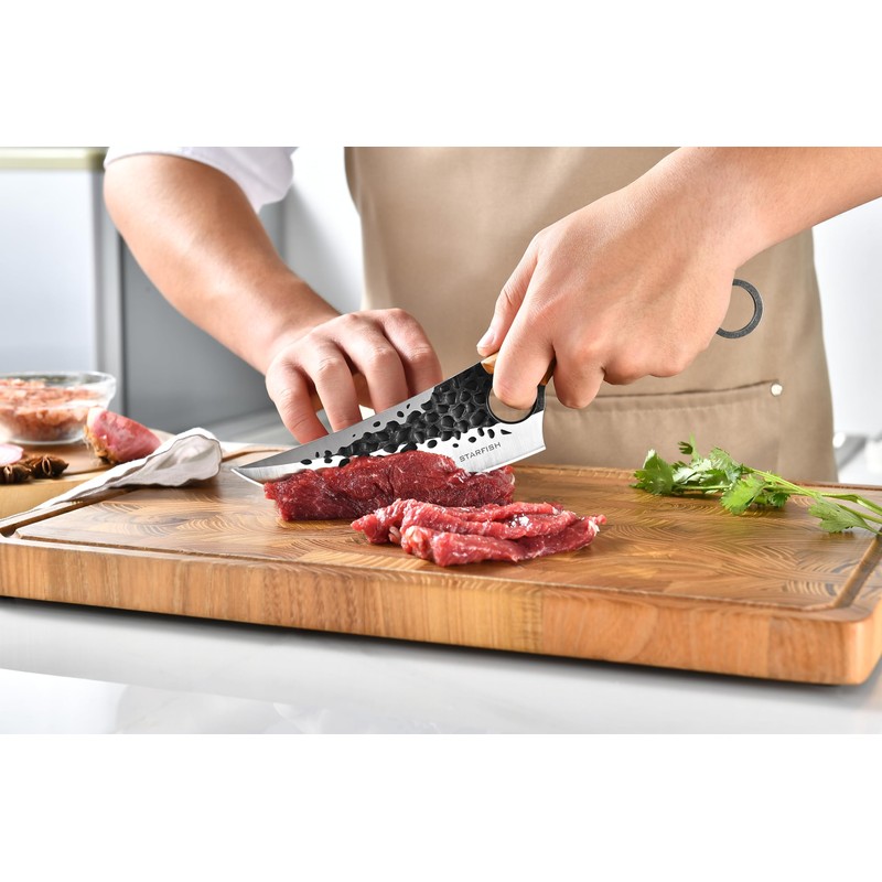 STARFISH 6 Inch Full Tang Forged Viking Chef Knife, 440A