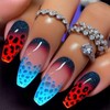 Gradient Press on Nails Medium Coffin Fake Nails Blue and