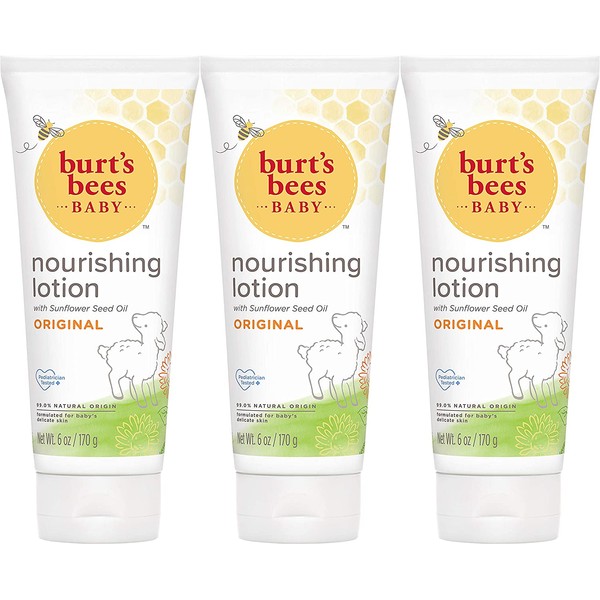 Burt's Bees Baby Nourishing Lotion, Original Scent Baby Lotion - 6 Ounce Tube - Pack of 3