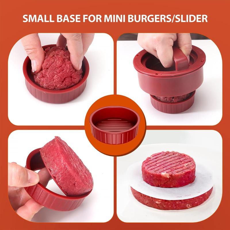 Pisol Hamburger Press, 4-in-1 Burger Press Patty Maker Slider, Stuffed