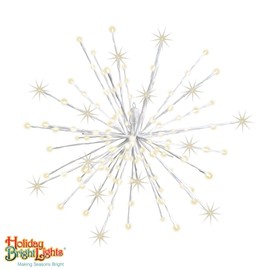 Holiday Bright Lights Starlight Burst 24-Inch Deluxe, 160 Twinkling Warm White LEDs, 3D Hanging Starburst with White Wrap for Outdoor Décor
