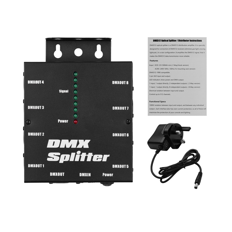 Signal Splitter 1 Way in 8 Channel Output Signal Splitter