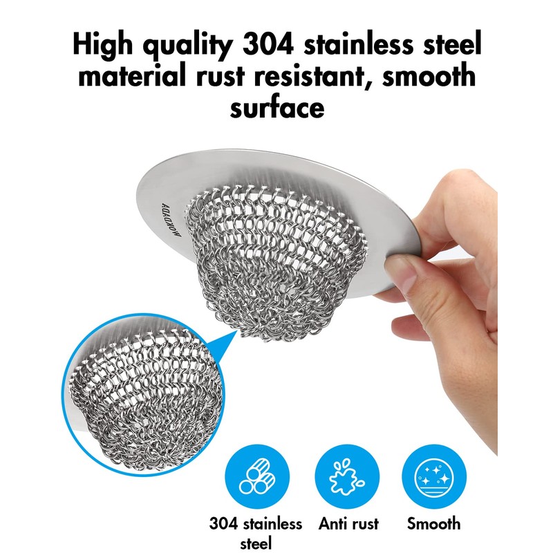 Sink Drain Strainer, Reversible Easy Clean Mesh Sink Strainer with