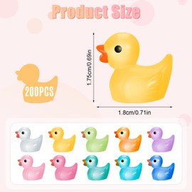 Vyuwast 200 Pcs Mini Resin Ducks Luminous Mini Ducks Glow in The Dark Tiny Ducks Miniature Ducks Mini Figurines Little Ducks Mini Resin Animals Mini Figures for Garden Dollhouse Landscape Potted Decor
