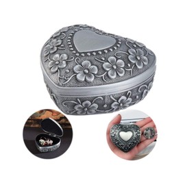 Ziyero Vintage Heart Shaped Metal Jewellery Box Carved Metal Jewellery Bgox Wedding Souvenir Gift Jewellery Box Heart-Shaped Container Suitable for Home Renovation, Weddings, Gifts etc