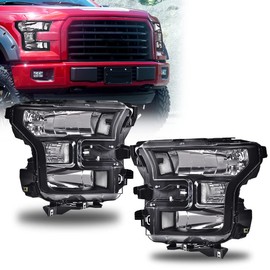 G-PLUS Headlights Assembly, Compatible with 2015 2016 2017 Ford F150 bumper Headlamp, Clear lens Black Housing Clear Reflector
