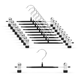 Roropoco Clip Hangers, Pants Hangers, Skirt Hangers, PVC, Non-slip, For Slacks, For Skirts, Denim, Long Skirt, Bottom Hanger, Muffler, Special PVC Treatment, No Traces, Slim, Durable, Space Saving